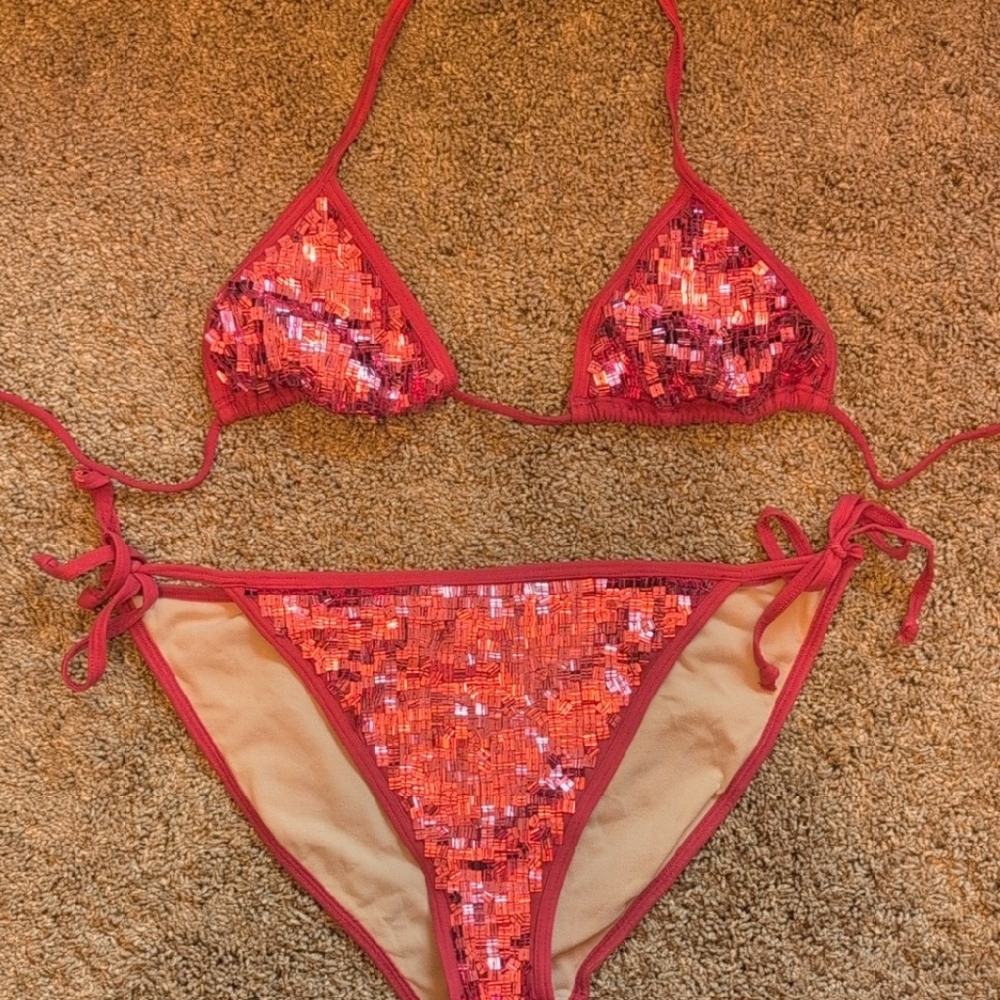 Victoria's Secret Red Sequin Bikini